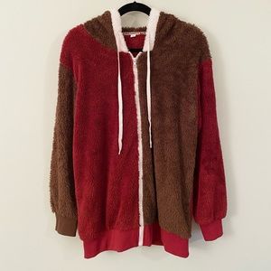 fuzzy multicolor zip up hoodie 🤎